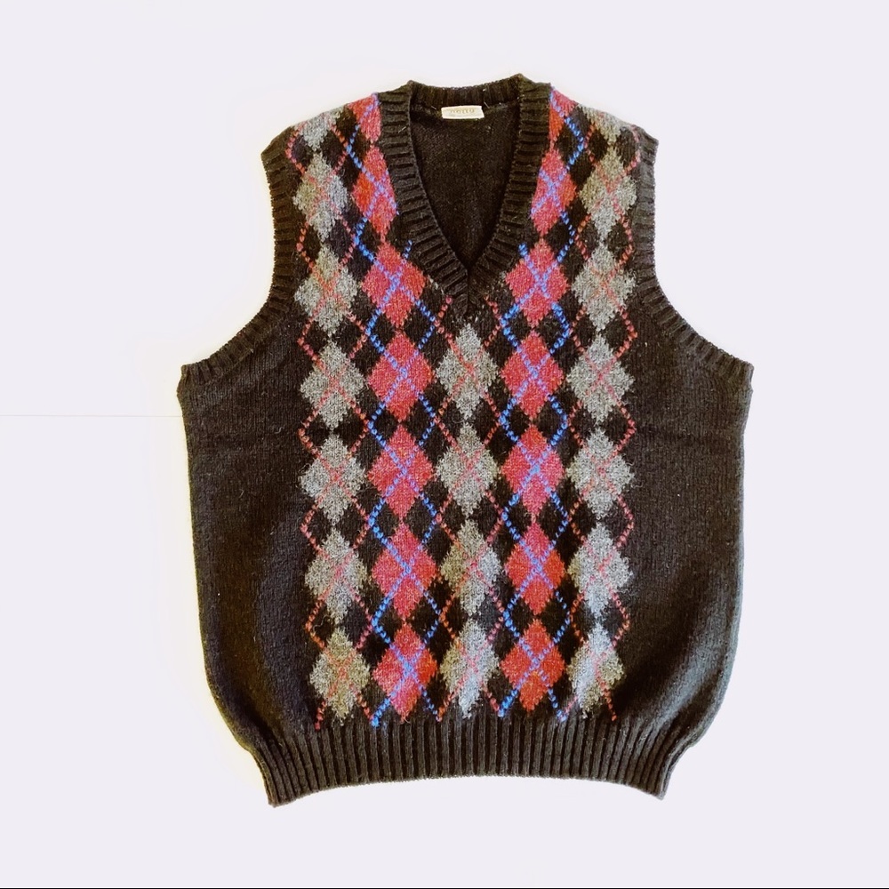 Kelly Men's Black Sleeveless Sweater Sz L 100% Shetland Wool Made in Ireland